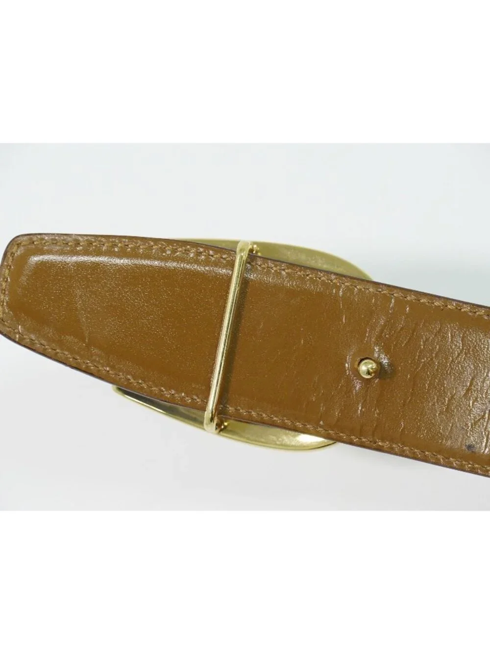 Gucci Buckle Belt 65 Patent Leather Brown Gold